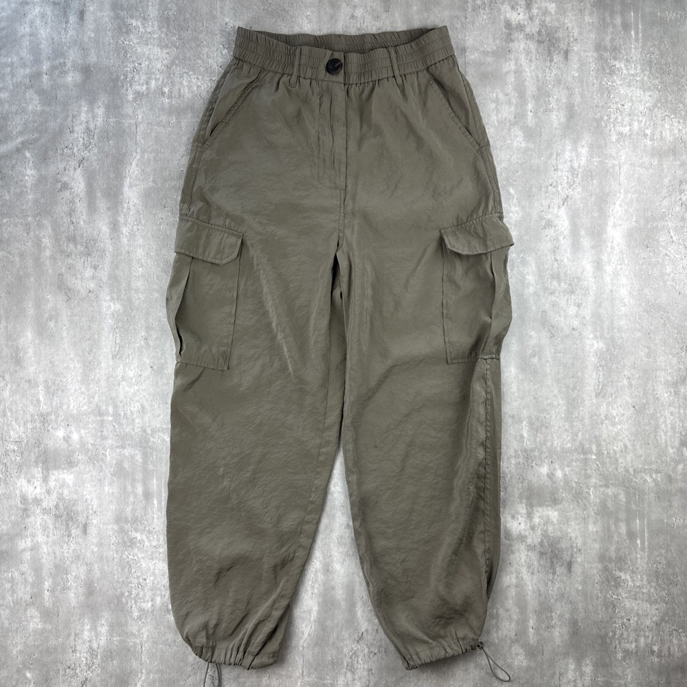 Joie Joggers Women Medium Green Lyocell Linen Cargo Tapered Leg High Waist Pants